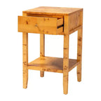 bali & pari Ghina Wood 1 tiroir Table de Chevet Loupe de Peuplier Clair