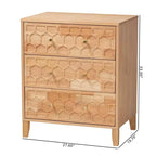 Commode à 3 tiroirs Baxton Studio Hosea en nid d'abeille sculpté, naturelle