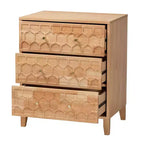 Commode à 3 tiroirs Baxton Studio Hosea en nid d'abeille sculpté, naturelle