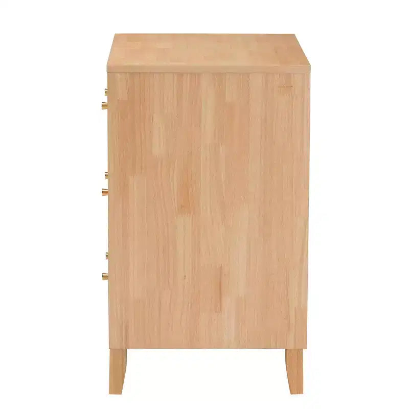 Commode à 3 tiroirs Baxton Studio Hosea en nid d'abeille sculpté, naturelle