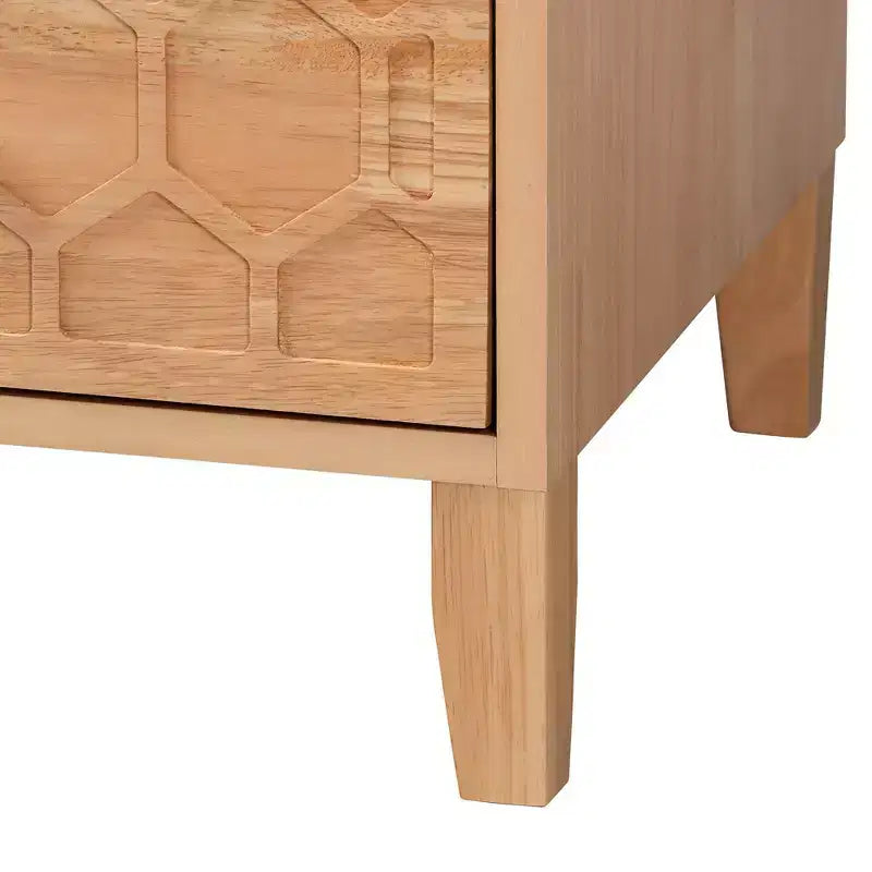 Commode à 3 tiroirs Baxton Studio Hosea en nid d'abeille sculpté, naturelle