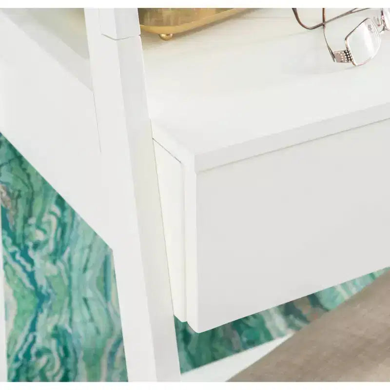 Coiffeuse Alaina Wood Leaning Ladder avec tabouret rembourré et rangement - Linon