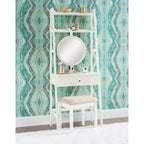 Coiffeuse Alaina Wood Leaning Ladder avec tabouret rembourré et rangement - Linon