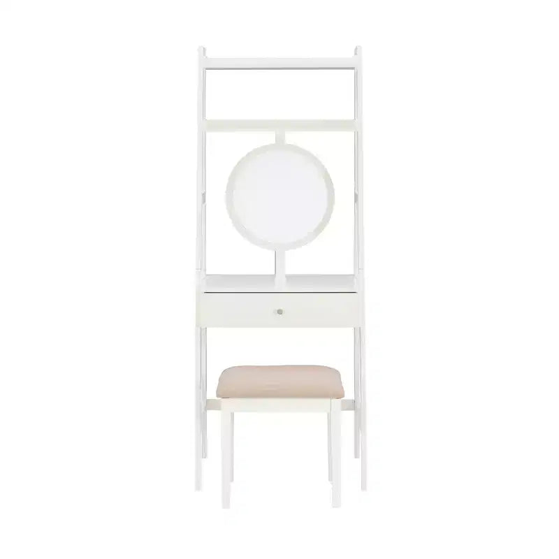 Coiffeuse Alaina Wood Leaning Ladder avec tabouret rembourré et rangement - Linon