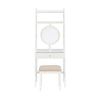 Coiffeuse Alaina Wood Leaning Ladder avec tabouret rembourré et rangement - Linon