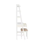 Coiffeuse Alaina Wood Leaning Ladder avec tabouret rembourré et rangement - Linon