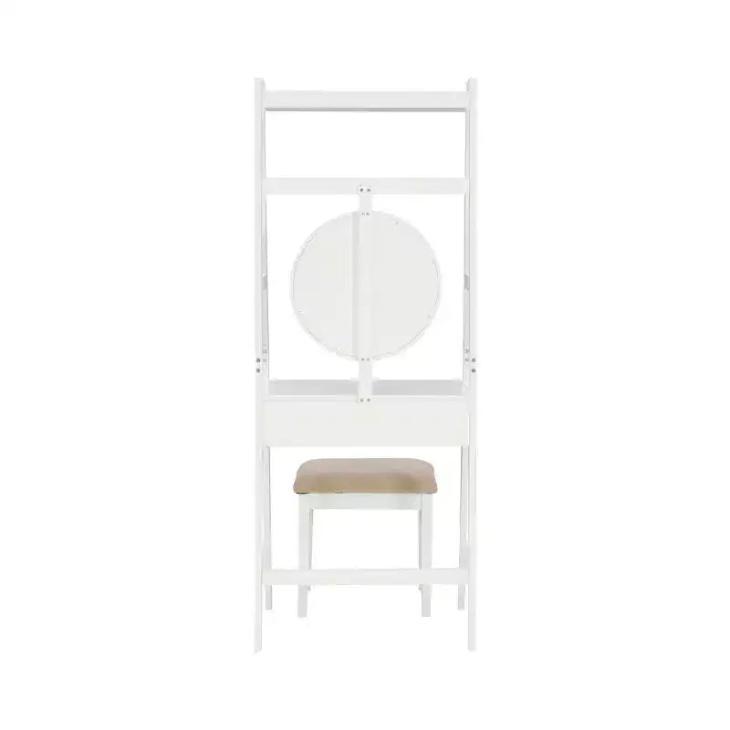 Coiffeuse Alaina Wood Leaning Ladder avec tabouret rembourré et rangement - Linon