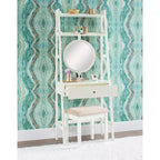 Coiffeuse Alaina Wood Leaning Ladder avec tabouret rembourré et rangement - Linon