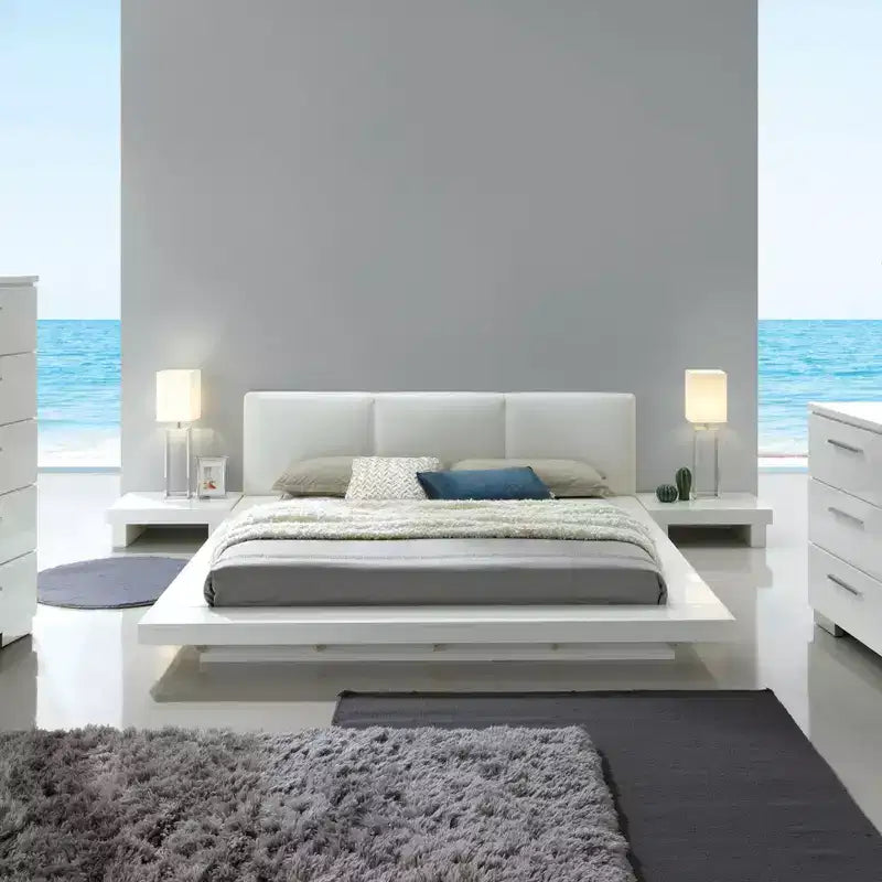 Table de chevet Haven blanche - miBasics : Profil bas, port USB intégré, table de chevet moderne