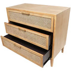 Meuble en bois Olivia & May de 32 pouces : Tiroirs en rotin, touches dorées, aucun assemblage requis.