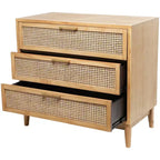 Meuble en bois Olivia & May de 32 pouces : Tiroirs en rotin, touches dorées, aucun assemblage requis.