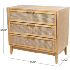 Meuble en bois Olivia & May de 32 pouces : Tiroirs en rotin, touches dorées, aucun assemblage requis.