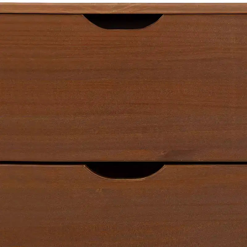 Commode à 6 tiroirs Powell Pensy en bois massif de style moderne Mid-Century, finition noyer : Rangement pour chambre à coucher, cadre en pin, glissières en métal