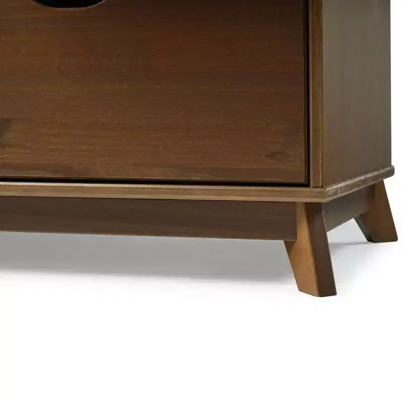 Commode à 6 tiroirs Powell Pensy en bois massif de style moderne Mid-Century, finition noyer : Rangement pour chambre à coucher, cadre en pin, glissières en métal