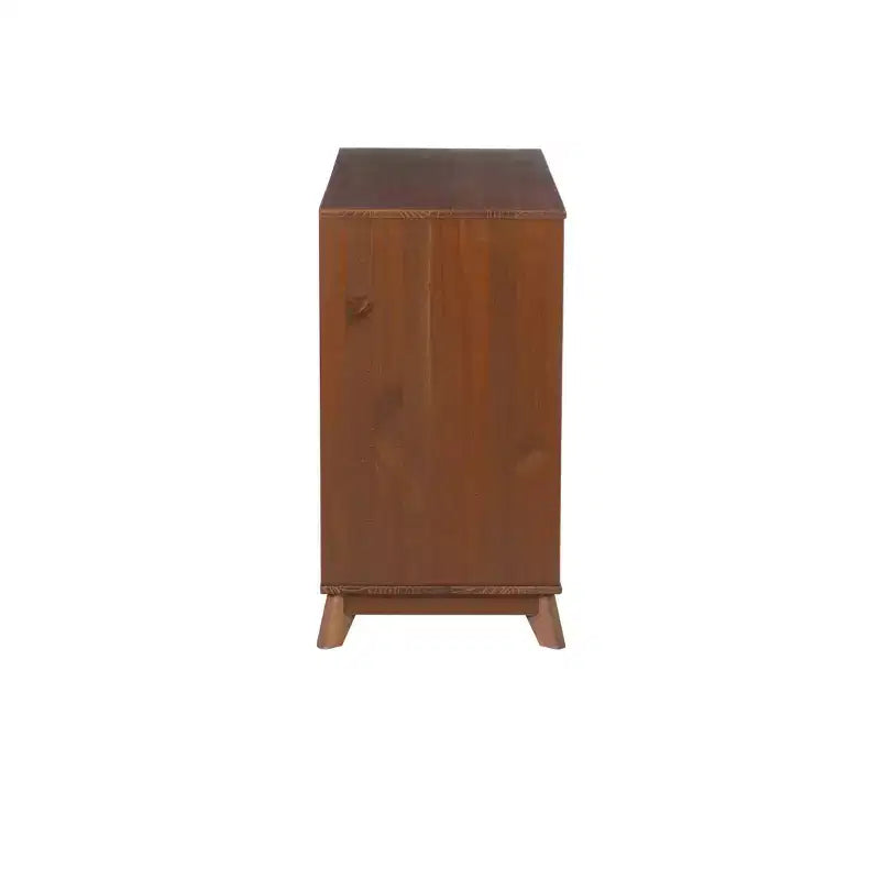 Commode à 6 tiroirs Powell Pensy en bois massif de style moderne Mid-Century, finition noyer : Rangement pour chambre à coucher, cadre en pin, glissières en métal