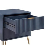 Manhattan Comfort Dumbo Table de Chevet 2 Tiroirs Bleu Nuit : Meuble de Chevet Moderne en MDF avec Glissières Métalliques