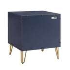 Manhattan Comfort Dumbo Table de Chevet 2 Tiroirs Bleu Nuit : Meuble de Chevet Moderne en MDF avec Glissières Métalliques