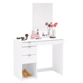 Polifurniture Joplin Vanity with Mirror White: Modern Makeup Desk, Rectangle Shape, Wood Material