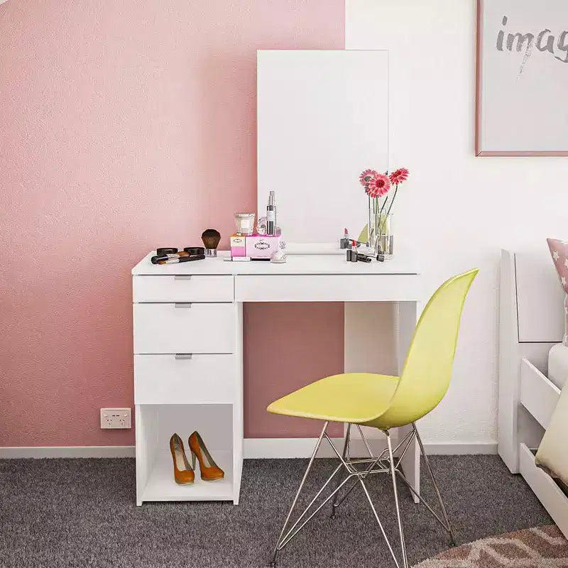 Polifurniture Joplin Coiffeuse avec Miroir Blanc : Coiffeuse Moderne, Forme Rectangulaire, Matériau Bois
