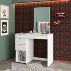 Polifurniture Joplin Coiffeuse avec Miroir Blanc : Coiffeuse Moderne, Forme Rectangulaire, Matériau Bois