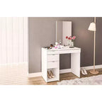 Polifurniture Joplin Coiffeuse avec Miroir Blanc : Coiffeuse Moderne, Forme Rectangulaire, Matériau Bois