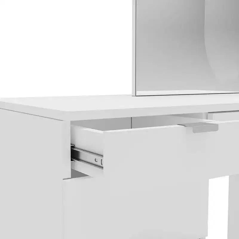 Polifurniture Joplin Coiffeuse avec Miroir Blanc : Coiffeuse Moderne, Forme Rectangulaire, Matériau Bois