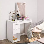 Polifurniture Joplin Coiffeuse avec Miroir Blanc : Coiffeuse Moderne, Forme Rectangulaire, Matériau Bois