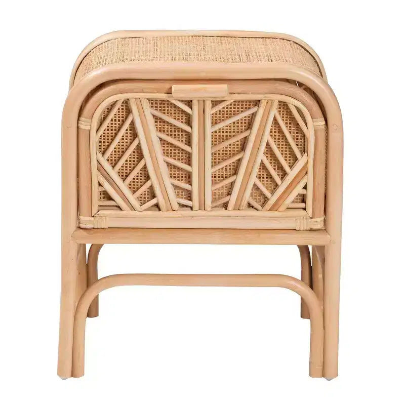 bali & pari Carabella Table de Chevet 1 Tiroir en Rotin Naturel: Fait Main, Design Bohème, Rangement Sécurisé