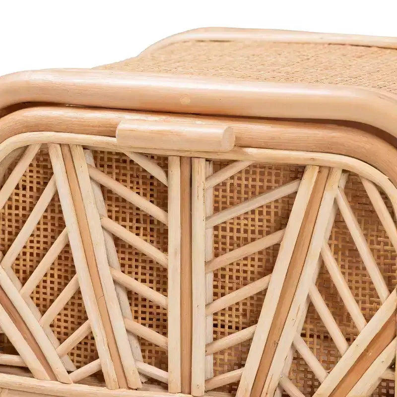 bali & pari Carabella Table de Chevet 1 Tiroir en Rotin Naturel: Fait Main, Design Bohème, Rangement Sécurisé