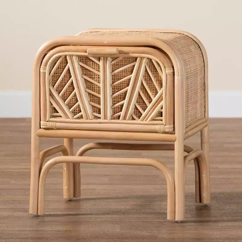 bali & pari Carabella Table de Chevet 1 Tiroir en Rotin Naturel: Fait Main, Design Bohème, Rangement Sécurisé