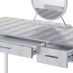 Coiffeuse 50 po Myles Blanc antique, fini chrome - Acme Furniture : Prise intégrée, USB, Rangement
