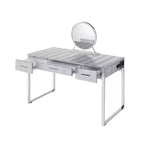 Coiffeuse 50 po Myles Blanc antique, fini chrome - Acme Furniture : Prise intégrée, USB, Rangement