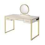 Coiffeuse 50 po Myles finition blanc antique et champagne - Acme Furniture