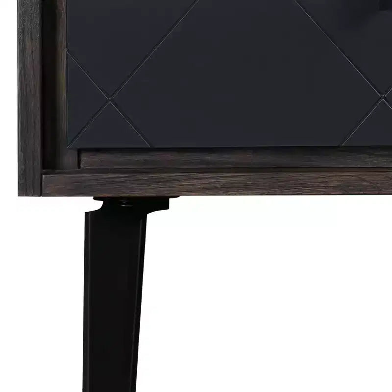 Table de chevet Cross en chêne massif et métal gris foncé - Armen Living