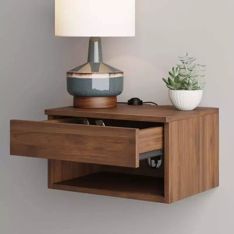 Nathan James Lot de 2 tables de chevet murales Jackson Noyer