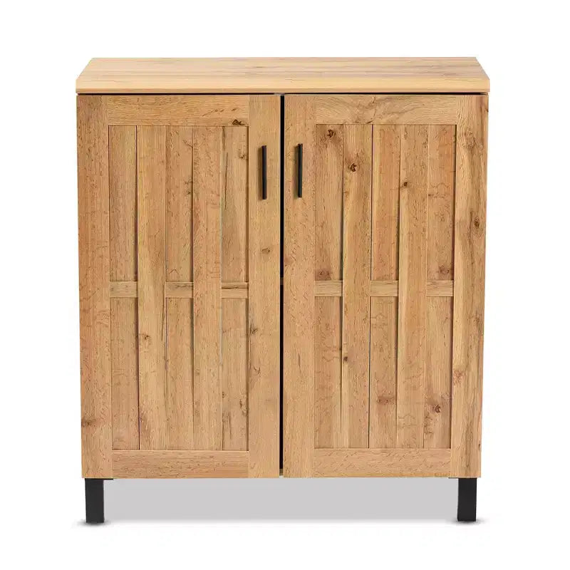 Meuble de rangement 2 portes Excel Wood Chêne brun/noir - Baxton Studio