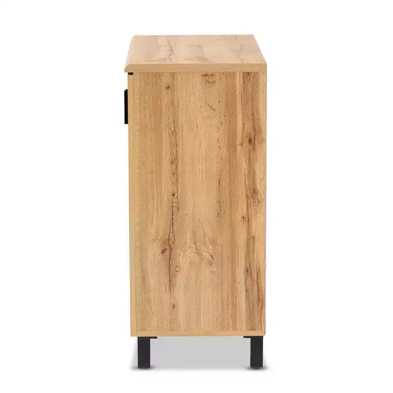 Meuble de rangement 2 portes Excel Wood Chêne brun/noir - Baxton Studio