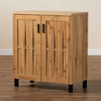 Meuble de rangement 2 portes Excel Wood Chêne brun/noir - Baxton Studio