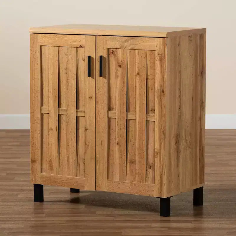 Meuble de rangement 2 portes Excel Wood Chêne brun/noir - Baxton Studio
