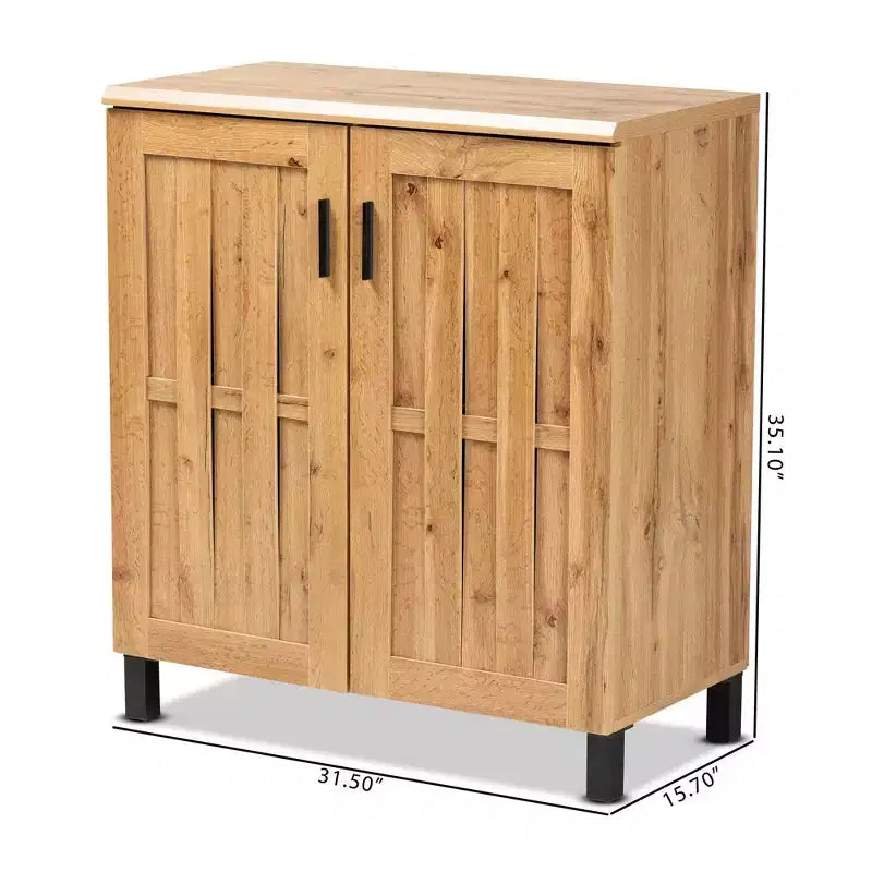 Meuble de rangement 2 portes Excel Wood Chêne brun/noir - Baxton Studio