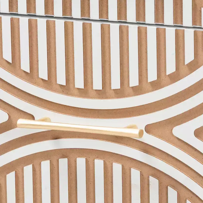 Table de chevet Louetta sculptée à contraste blanc/brun naturel de Baxton Studio