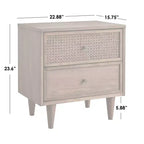 Lifestorey Maxwell Chevet Mid-Century Moderne 2 Tiroirs Rotin Naturel/Chêne Blond