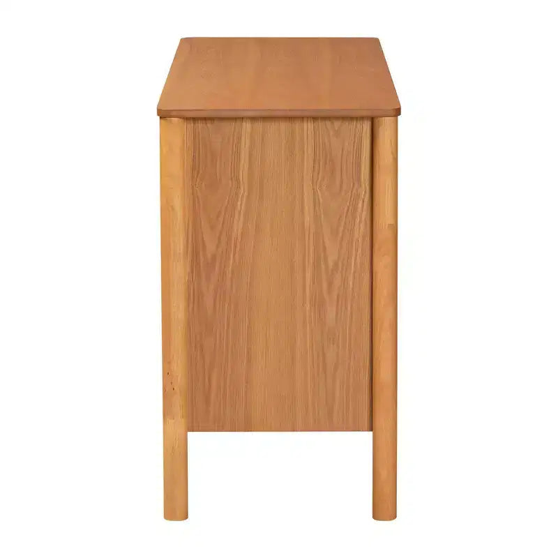 Baxton Studio Jenn Wood 6 Drawer Dresser with Distressed Finished Rattan Golden Brown/Distressed Rattan