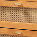 Commode à 6 tiroirs en bois Jenn Baxton Studio avec rotin finition vieillie marron doré/rotin vieilli