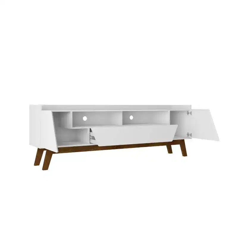 Meuble TV Marcus Mid-Century Modern 4 étagères pour téléviseurs jusqu'à 70", meuble de divertissement, console multimédia - Manhattan Comfort