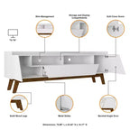 Meuble TV Marcus Mid-Century Modern 4 étagères pour téléviseurs jusqu'à 70", meuble de divertissement, console multimédia - Manhattan Comfort