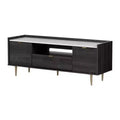 South Shore Hype TV Stand for TVs up to 75" Gray Oak/Faux Carrara Marble: Laminated Particle Board, Storage Shelves