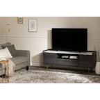 Meuble TV South Shore Hype pour téléviseurs jusqu'à 75", chêne gris/faux marbre de Carrare : Panneau de particules stratifié, étagères de rangement