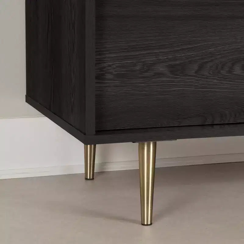 Meuble TV South Shore Hype pour téléviseurs jusqu'à 75", chêne gris/faux marbre de Carrare : Panneau de particules stratifié, étagères de rangement
