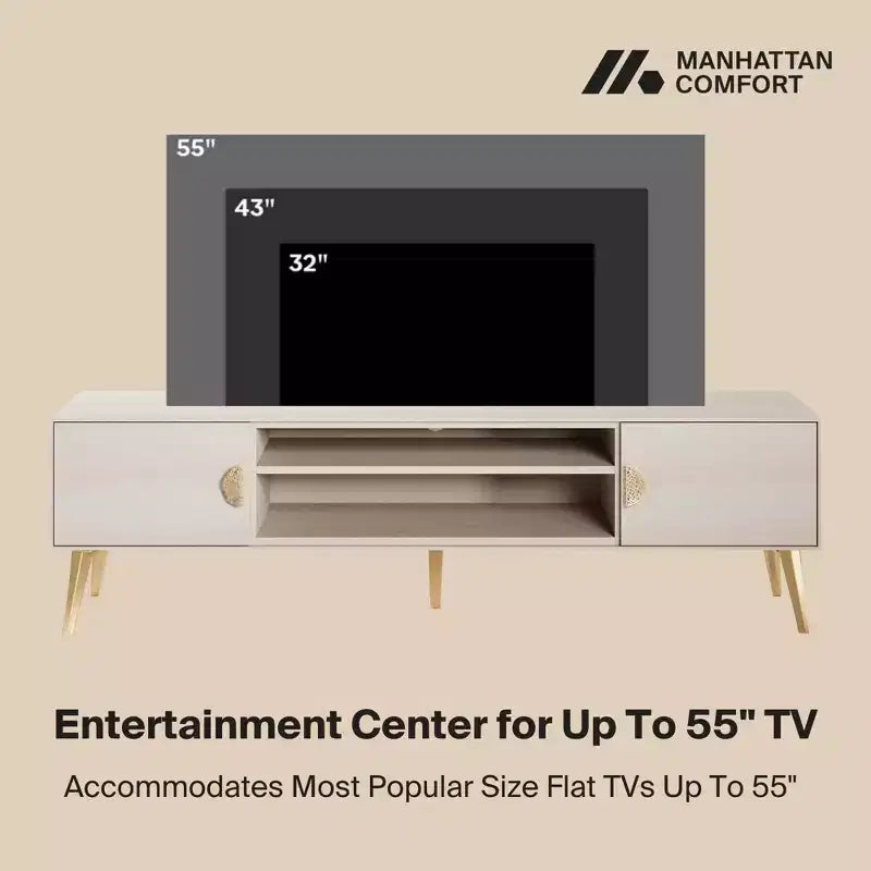 Meuble TV Manhattan Comfort 70,9" Haley pour téléviseurs jusqu'à 55" Blanc